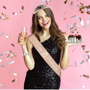 Rose Gold and Gold Party Decor Set 21 HAPPY Birthday